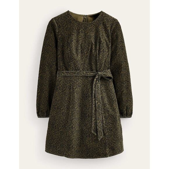 NWT Boden Harriet Cord Dress Spruce Green Black Vine Print US 14R Cottagecore - Picture 10 of 10